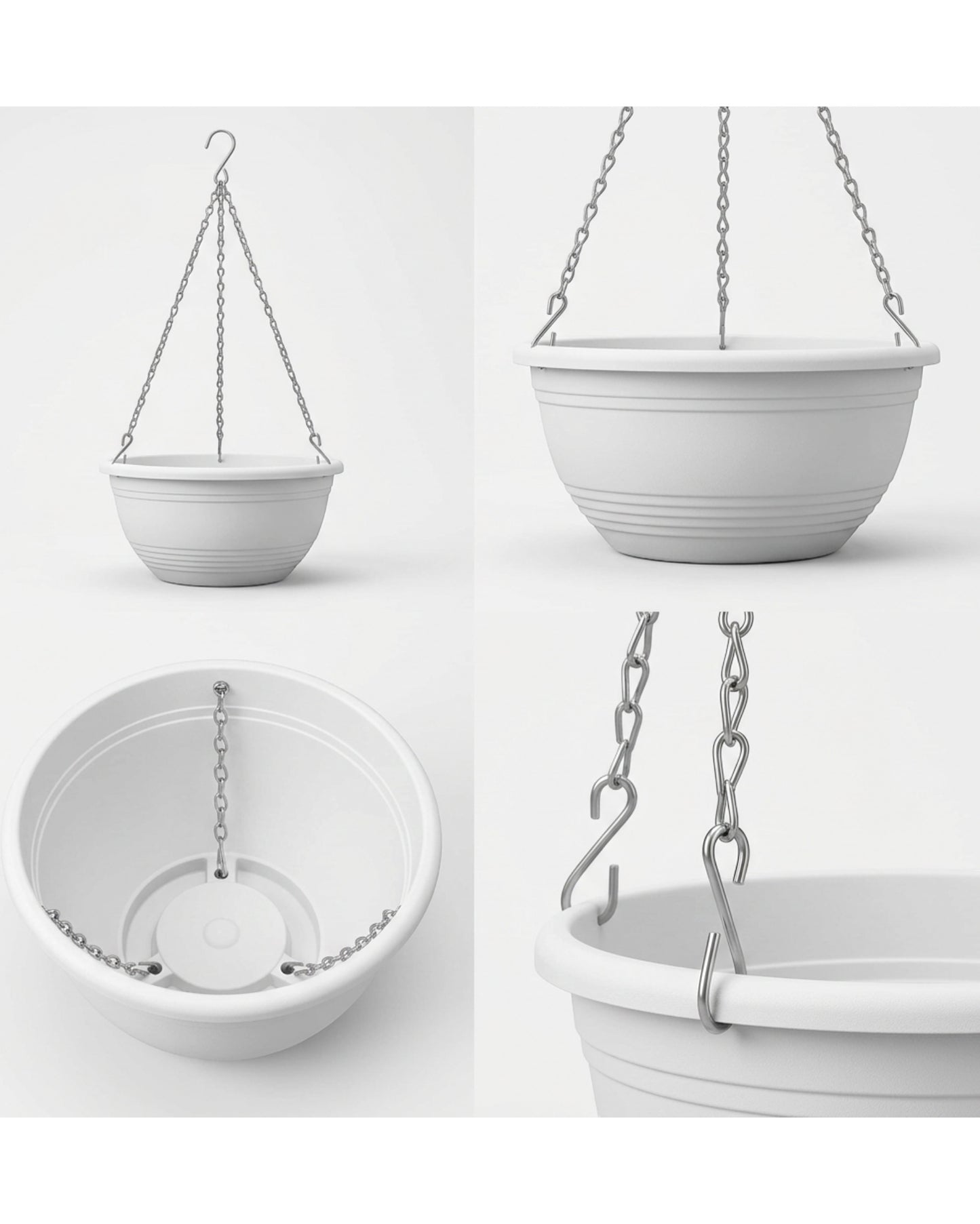 Ridg Hanging Plastic Planter White 9 in with Chain
