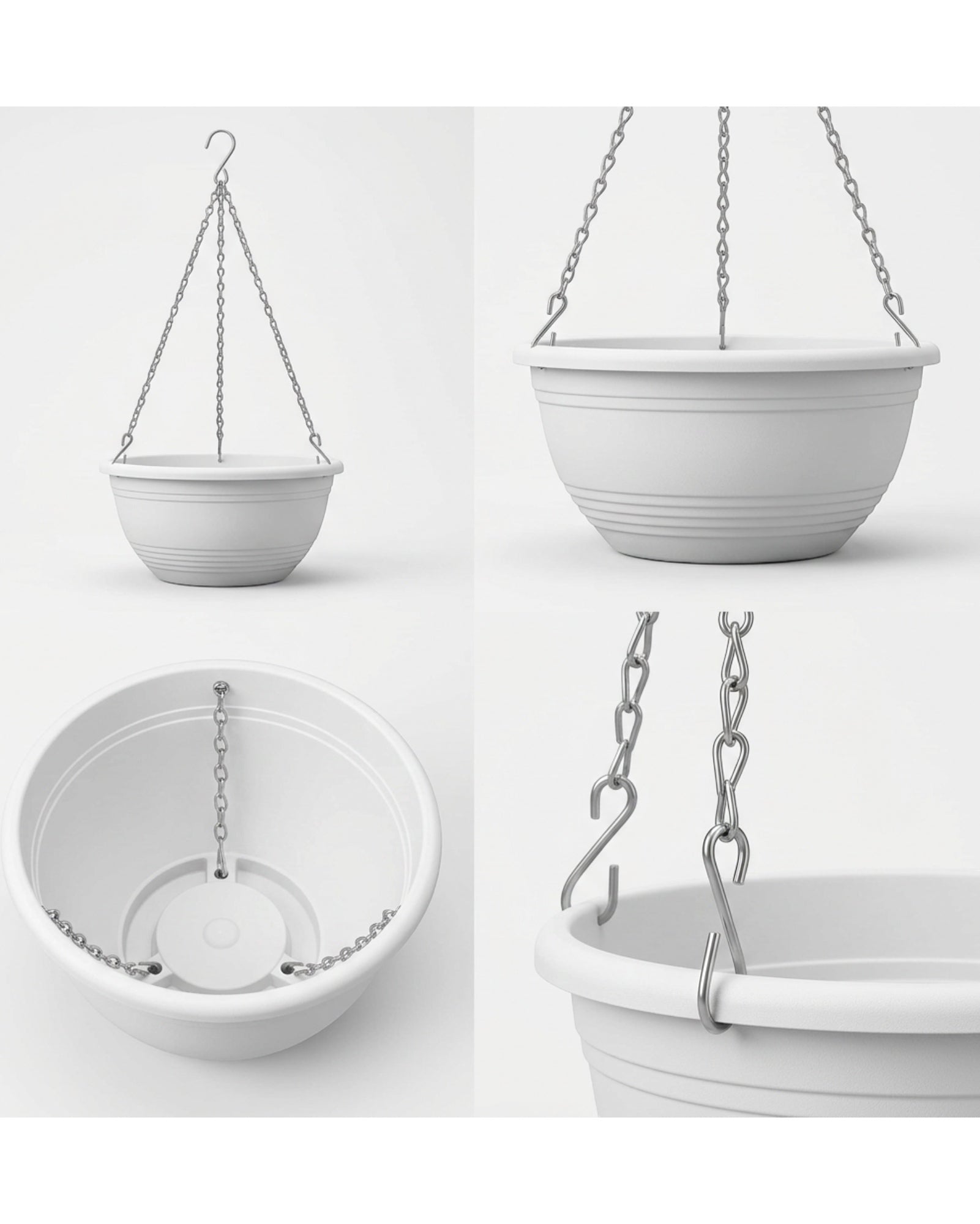 Ridg Hanging Plastic Planter White 9 in with Chain