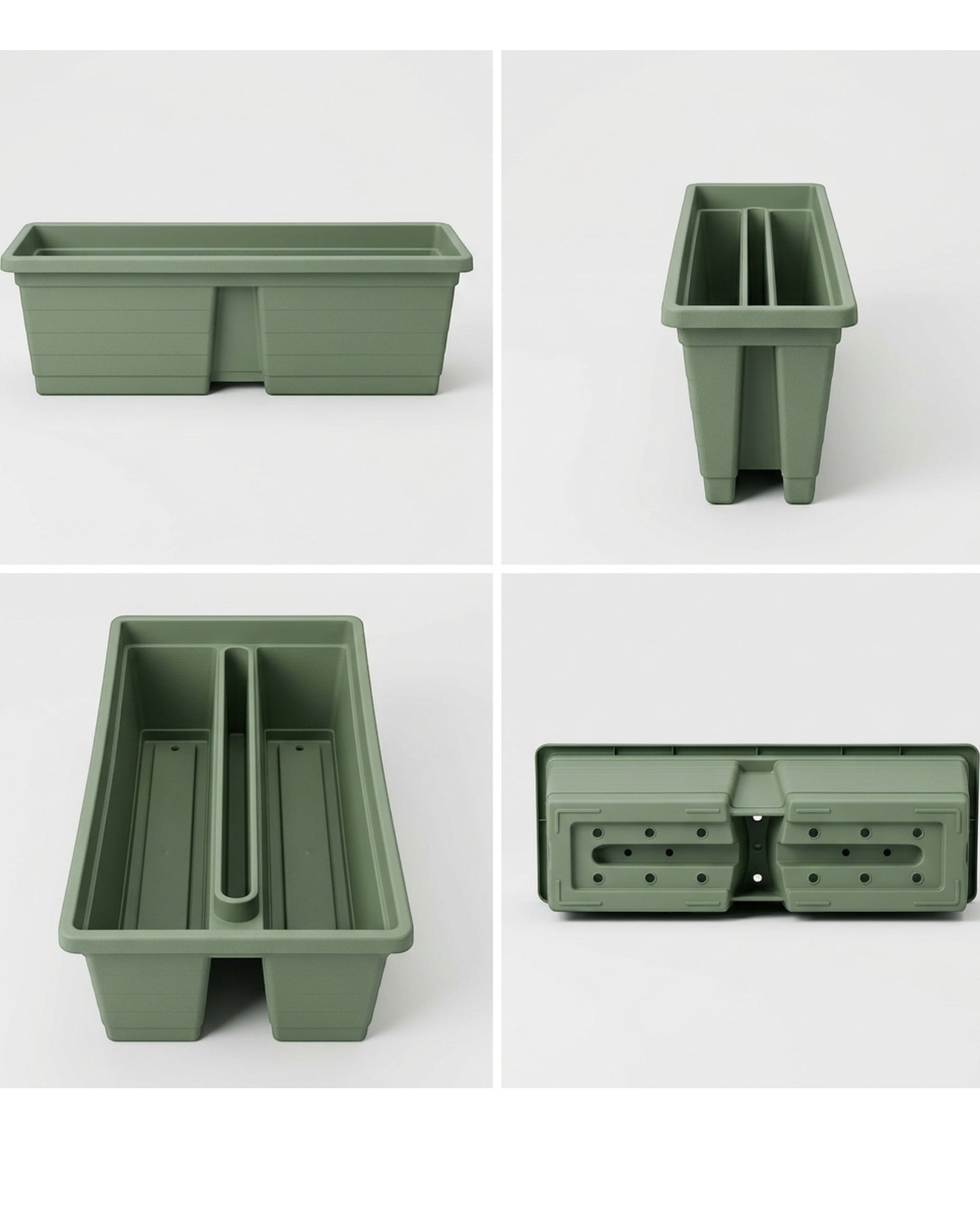Ridg Railing Plastic Planter Sage 18 in