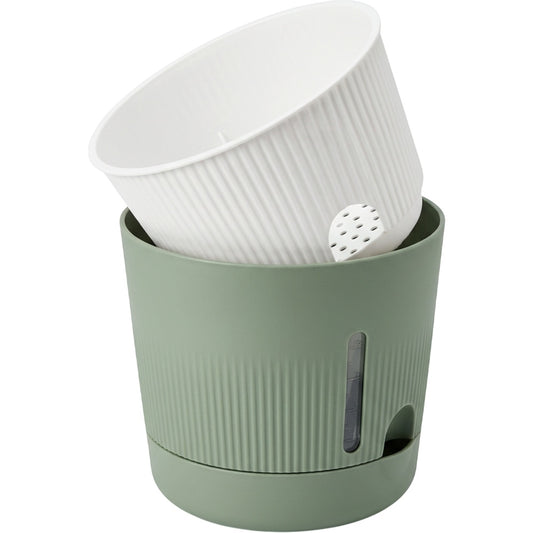 Ridg Self-Watering Plastic Planter 20 cm Sage Green - Product view