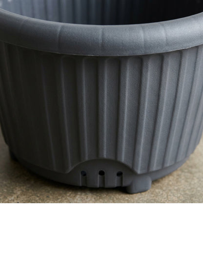 Ridg Tall Ribbed Plastic Planter Charcoal 10 in