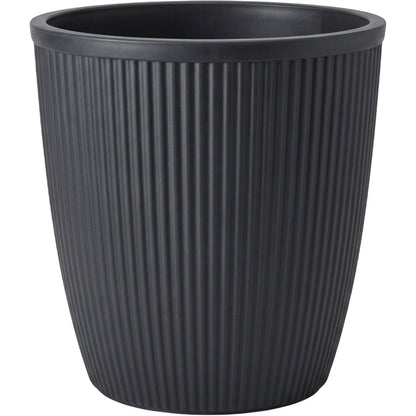 Ridg Tall Ribbed Plastic Planter Charcoal 10 in