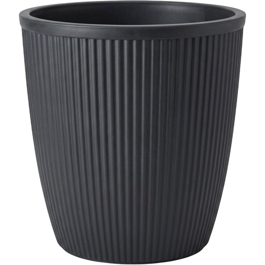 Ridg Tall Ribbed Plastic Planter Charcoal 10 in